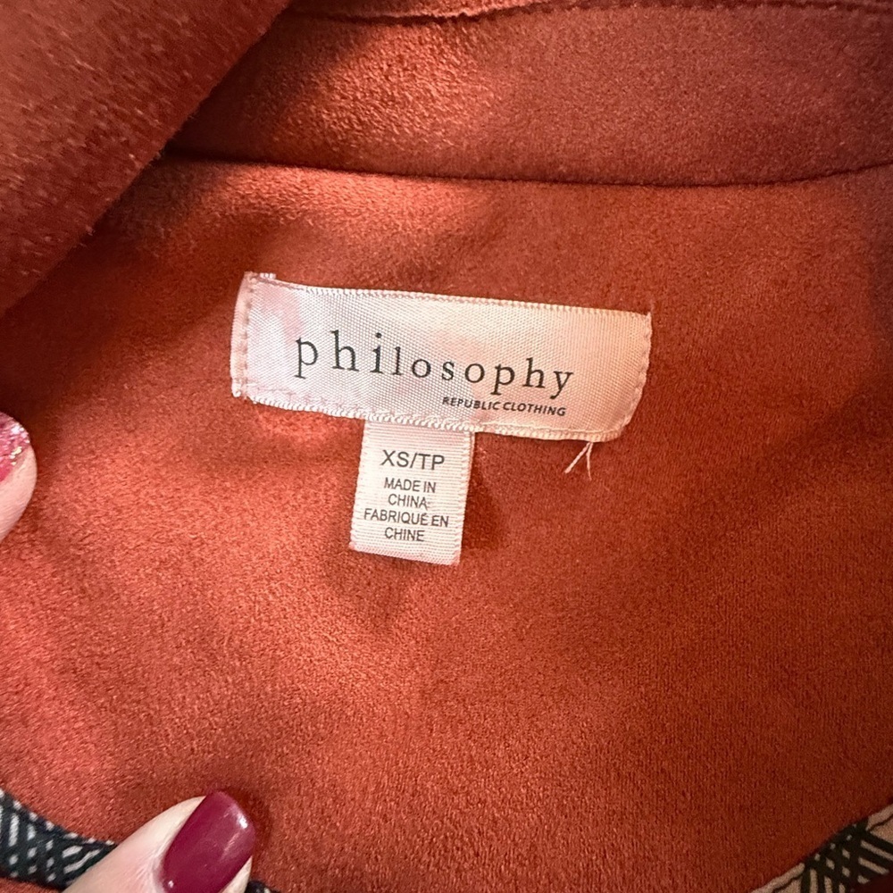 Philosophy Rust Leather Jacket with Metallic Zippers - Picture 2 of 4
